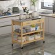 Stainless Steel Countertop Solid Wood Kitchen Cart with Storage Drawers and Shelves, Rotatable Kitchen Island with Steel Table Top and Tower Rack, Rolling Utility Trolley Cart for Kitchen and Dining