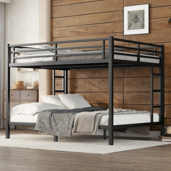 Metal Queen over Queen Bunk Bed for Teens and Adults,Space-Saving/Noise Reduced/No Box Spring Needed, Black