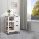 Rolling Portable Small Kitchen Island Cart on Wheels with Solid Wood Top, Dining Room Serving Utility Carts Mobile Movable with 3 Drawers and Storage Shelves Cabinet, White