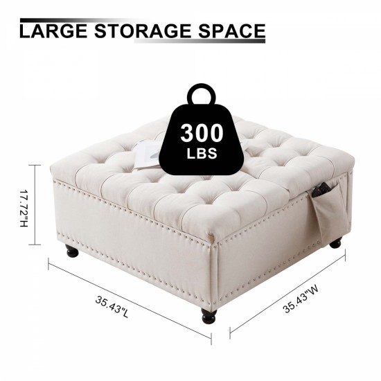 Storage Ottoman Bench Ivory