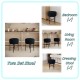 2 pcs Round Cushioned Vanity Stool, Linen Upholstered Vanity Stool for Makeup Room, Modern Soft Stool for Bar and Dining, Ottoman Footrest Stool with Metal Legs for Living Room, Bedroom(Black)