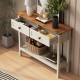 Farmhouse Style Console Table with 2 Drawer and Bottom Storage Shelf for Entryway, Rustic Side Table with Storage Drawer and Shelf for Living room, Hallway