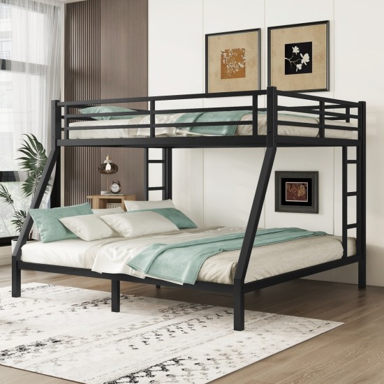 Metal Queen over King Bunk Bed for Teens and Adults,Space-Saving/Noise Reduced/No Box Spring Needed, Black