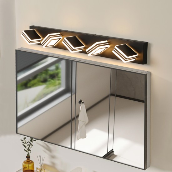 Modern 5-Light LED Vanity Light - Sleek Bathroom Wall Fixture, Iron & Acrylic, Dimmable & Energy-Efficient, Ideal for Mirror Lighting