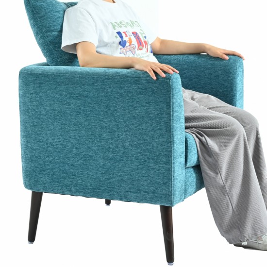 Teal Accent Chair, Boucle Chair,Barre Chair,Fabric Armchair Club Chair,Upholstered Arm Chair with Solid Wood Legs,Waist Pillow,Padded Single Chair for Living Room/Bedroom/Study/Waiting Room (teal)