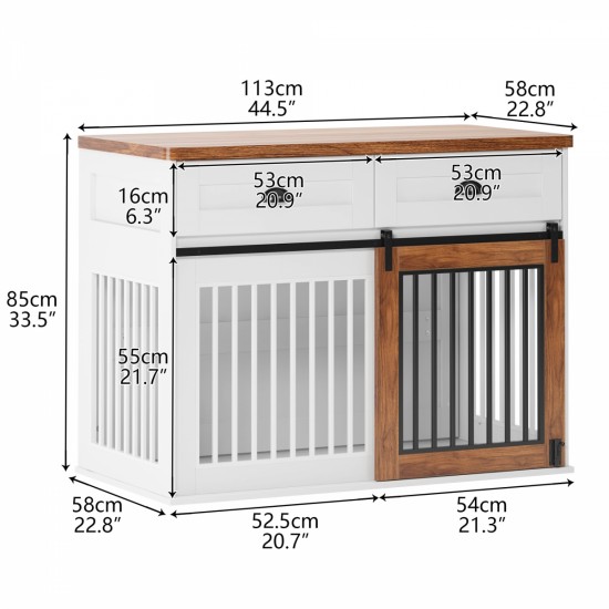 Heavy Duty Furniture style dog cage wooden dog cage double door dog cage side cabinet dog cage Dog crate (44 1/2 Inch W *26 Inch D *33 1/4 Inch H)