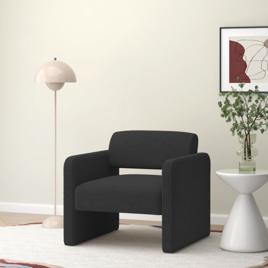 BLACK single sofa chair, upholstered comfortable chair with armrests, for dining room/bedroom/living room/reception - BLACK (30.9 Inch *30.51 Inch *30.11 Inch )