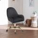 Velvet Home Office Chair with Wheels, Cute Chair with Side Arms and Gold Metal Base for Living Room, Bedroom,and Vanity Room,Bling Desk Nail Desk for Women,Adjustable Height,Black