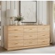 Modern Natural 9-Drawer Dresser for Bedroom - Ample Storage Wide Chest of Drawers, Sturdy & Safe