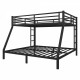 Metal Queen over King Bunk Bed for Teens and Adults,Space-Saving/Noise Reduced/No Box Spring Needed, Black