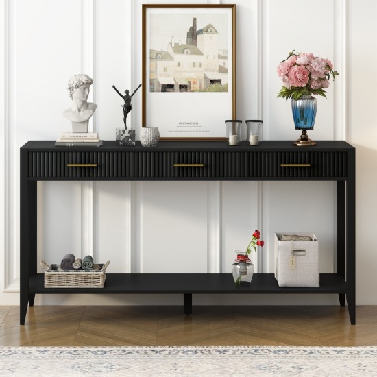 U_STYLE High-Quality Entryway Console Table with Vertical Stripe Drawers, Long Legs,Suitable for Entryway, Hallway, Living Room, Foyer, Corridor