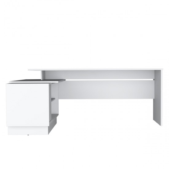 Emery L-Shaped 70 Inch  Wide Desk with One Cabinet and Two Open Shelves