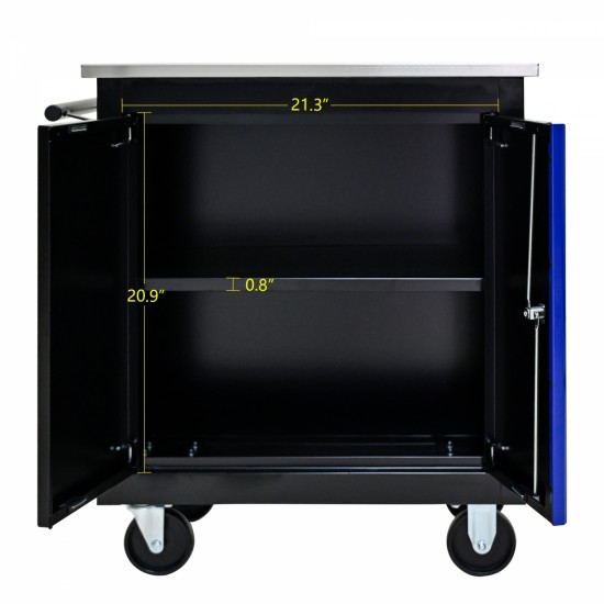 DOUBLE-DOOR CLAPBOARDl MULTI-FUNCTION TOOL CART--BLAK+BLUE