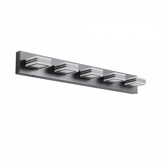 Modern 5-Light LED Vanity Light - Sleek Bathroom Wall Fixture, Iron & Acrylic, Dimmable & Energy-Efficient, Ideal for Mirror Lighting