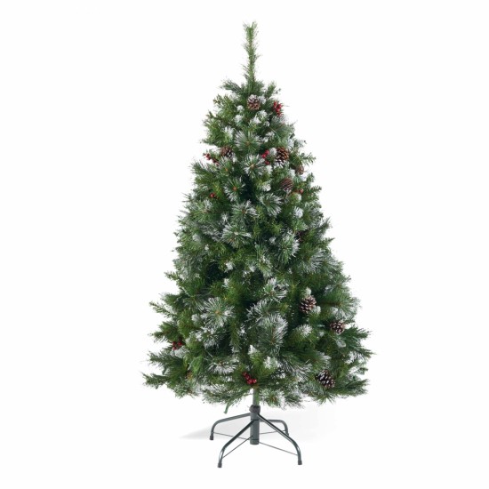 4.5 'Glitter Bristle Mixed Hinged Tree with Red Berry and Pine Cones and 200 CL,407 tips