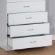 Five drawer chest Metal handles Locking Top drawer Metal Glide rails White Melamine Laminate