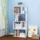 DFW 4 Tier Storage Shelf S Shaped Bookcase, Multifunctional Wooden Display Decor Furniture, Free Standing Industrial Storage Rack for Living Room Bedroom Office, Modern 4 Shelf Bookcase (1 White)