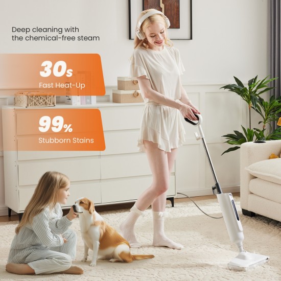 Steam Mop for Floor Cleaning,Lightweight Floor Steamer Cleaner for Hardwood/Tile/Laminate Floors Carpet, 2 Washable Pad,gray