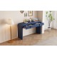 TREXM Unique Modern Rounded Silhouette and Smooth Surface Console Table with 2 Drawers for Living Room and Entryway(Navy Blue)