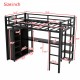 Metal Full Size Loft Bed with Desk,Shelves,Wardrobe, Black