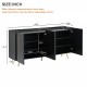 ON-TREND Luxurious Shoe Cabinet with 5 Metal Legs, Modern TV Stand with 4 Adjustable Shelves for TVs Up to 70 Inch , Minimalist Sideboard Cabinet with Gold Lines Doors for Living Room,62.9 Inch x 31.4 Inch ,Black