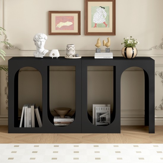 U_STYLE Modular Entryway Console Table with Rectangular Exterior and Curved Interior Design for Customizable Arrangements,Suitable for Study,Entrance and Living Room