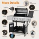 Propane Grill 4 Burner Barbecue Grill Stainless Steel Gas Grill with Side Burner and Cover for Outdoor BBQ, Camping