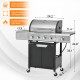 Propane Grill 4 Burner Barbecue Grill Stainless Steel Gas Grill with Side Burner and Cover for Outdoor BBQ, Camping