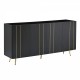 ON-TREND Luxurious Shoe Cabinet with 5 Metal Legs, Modern TV Stand with 4 Adjustable Shelves for TVs Up to 70 Inch , Minimalist Sideboard Cabinet with Gold Lines Doors for Living Room,62.9 Inch x 31.4 Inch ,Black