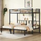 Twin over Twin & Twin Bunk Beds for 3, Twin XL over Twin & Twin Bunk Bed Metal Triple Bunk Bed, Black