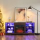 TV Stand Electric Fireplace  Glass Shelves, 3D Fireplace TV Stand with LED Lights Wood with USB Charging Outlet Modern Television Table Center for TV up to 60 Inch  ESP, 58''W*15.5''D*24.4