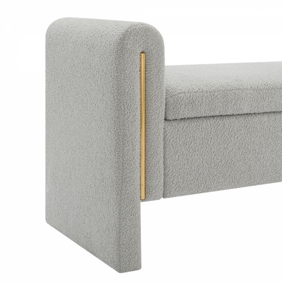 Modern Teddy Bed End Bench with Arms and Storage,Upholstered Large Foot Rest Stool, Comfy Window Vanity Bench for Living Room,Bedroom,Dorm,coffee Table,Teddy Grey