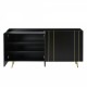 ON-TREND Luxurious Shoe Cabinet with 5 Metal Legs, Modern TV Stand with 4 Adjustable Shelves for TVs Up to 70 Inch , Minimalist Sideboard Cabinet with Gold Lines Doors for Living Room,62.9 Inch x 31.4 Inch ,Black