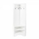 ON-TREND Minimalist Corner Hall Tree with Shoe Bench, Versatile Entryway Coat Rack with 4 Hooks, Corner Cabinet with Adjustable Shelf for Hallway, Living Room, White, 29.5''W*71.6''H