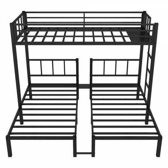 Twin over Twin & Twin Bunk Beds for 3, Twin XL over Twin & Twin Bunk Bed Metal Triple Bunk Bed, Black