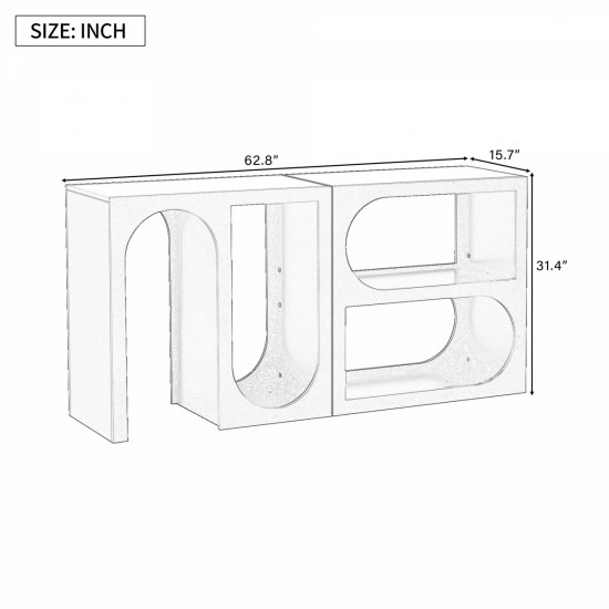 U_STYLE Modular Entryway Console Table with Rectangular Exterior and Curved Interior Design for Customizable Arrangements,Suitable for Study,Entrance and Living Room