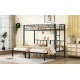 Twin over Twin & Twin Bunk Beds for 3, Twin XL over Twin & Twin Bunk Bed Metal Triple Bunk Bed, Black