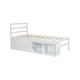 Twin Size Wood Platform Bed with Removable Storage Shelves, Built-in Two Storage Drawers for Added Convenience, White