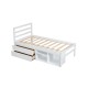 Twin Size Wood Platform Bed with Removable Storage Shelves, Built-in Two Storage Drawers for Added Convenience, White