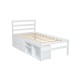 Twin Size Wood Platform Bed with Removable Storage Shelves, Built-in Two Storage Drawers for Added Convenience, White