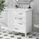 30 Inch  Bathroom Vanity with Sink, Bathroom Cabinet with A Door, Three Drawers, Solid Wood Legs & MDF Board, Adiustable Foot Pads, White