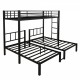 Twin over Twin & Twin Bunk Beds for 3, Twin XL over Twin & Twin Bunk Bed Metal Triple Bunk Bed, Black