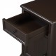 U-Can End Table with Solid Wood Legs, Side Table with USB Ports, 1 Storage Cabinet and 1 Drawer for Living Room, Antique Espresso