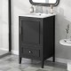 20 Inch  Bathroom Vanity with Sink, Bathroom Cabinet with Two Doors, Door Shelf Storage and Adiustable Foot Pads, A Drawer, Black