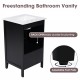 20 Inch  Bathroom Vanity with Sink, Bathroom Cabinet with Two Doors, Door Shelf Storage and Adiustable Foot Pads, A Drawer, Black