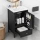 20 Inch  Bathroom Vanity with Sink, Bathroom Cabinet with Two Doors, Door Shelf Storage and Adiustable Foot Pads, A Drawer, Black