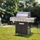 Propane Grill 4 Burner Barbecue Grill Stainless Steel Gas Grill with Side Burner and Cover for Outdoor BBQ, Camping