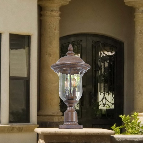 Vintage Outdoor Lamp Post Light, Waterproof Garden Patio Lantern with Clear Glass Shade, Classic Bronze Finish, Ideal for Yard, Porch, Walkway, and Driveway Lighting (One piece&No bulb)