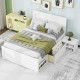 Twin Size Platform Bed With Drawer And Two Shelves, White(Expected Arrival Time: 10.28)