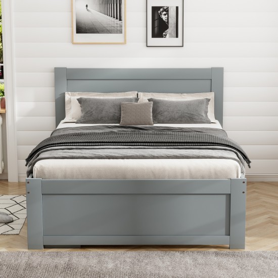 Twin Size Platform Bed With Drawer And Two Shelves, Gray(Expected Arrival Time: 10.28)